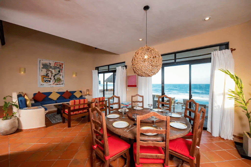 Casa 3 Palmeras beachfront villa in Tankah Bay, Tulum with panoramic Caribbean views